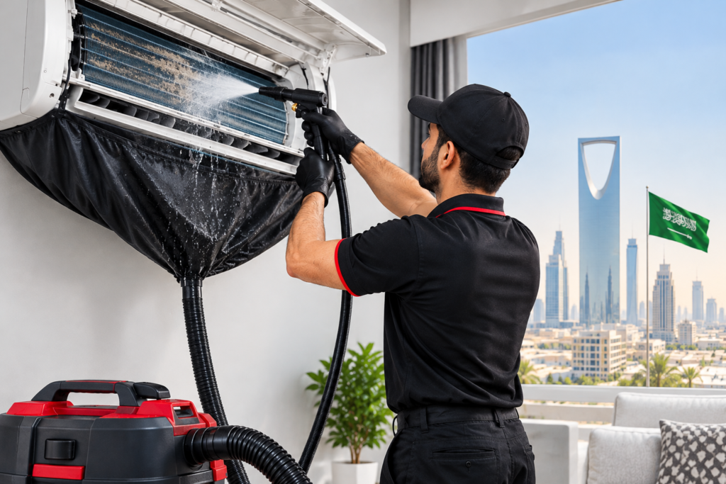 Professional AC cleaning service in Saudi Arabia.